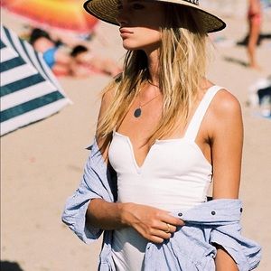 Free People White Pippa V Bodysuit